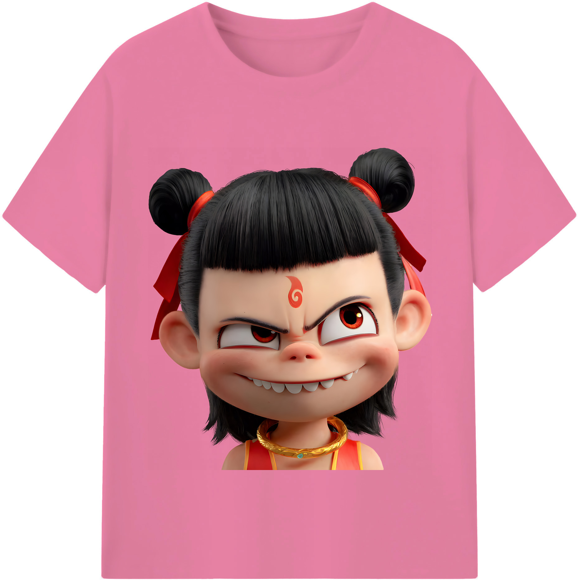 （画像用） Ne Zha 2 ナタ 魔童の大暴れ 綿100％半袖Tシャツ（フロントプリント）